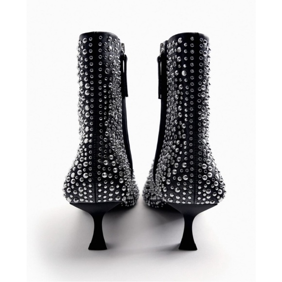 ZARA STUDDED HIGH HEEL ANKLE BOOTS size 6.5 - Picture 12 of 13